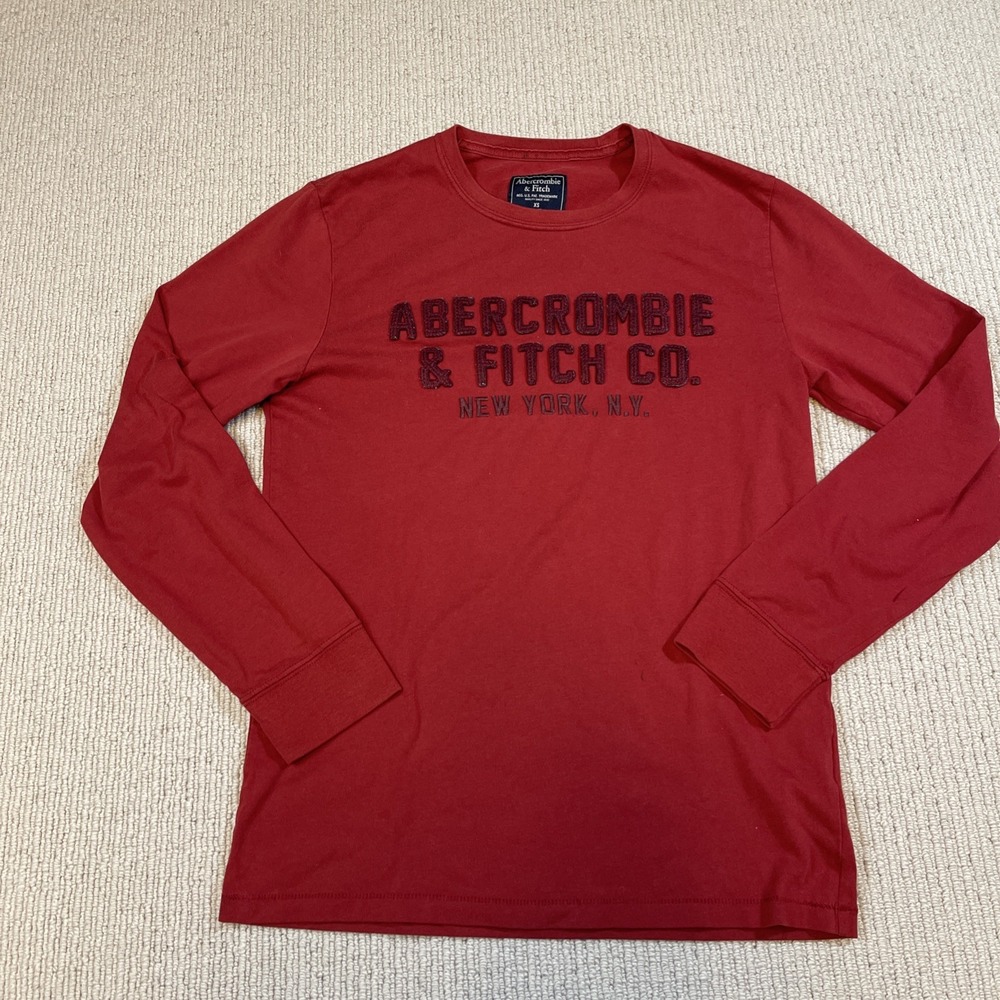 Abercrombie & Fitch Men's XS Long Sleeve Shirt Red Vtg Y2K